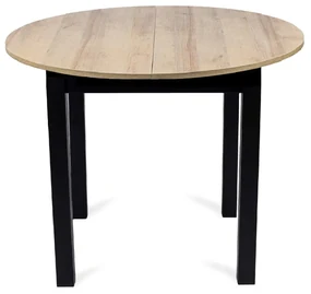 JAKS Okrúhly rozkladací stôl Harry 102 až 142 cm dub Riviera čierne nohy
