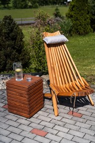 Skladacie drevené záhradné kreslo s vankúšom - svetlohnedé