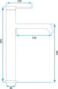Rea Foss, vysoká umývadlová batéria h-295, čierna matná, REA-B5320