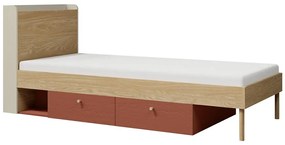 Posteľ Yuki 13 P/L Koralová/Sivá Béžová/Olejovaný Dub