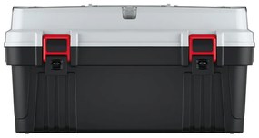 Kufor na náradie s kovovým držadlom 58,6 × 29,6 × 30,5 cm, organizéry, sivá