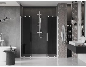 Mexen Velar Duo, posuvné sprchové dvere do otvoru 170 cm, 8mm šedé sklo, biela matná, 871-170-000-42-20