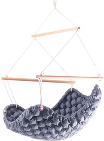 Modrosivé interiérové hojdacie kreslo Linda Vrňáková Swingy In