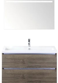 Kúpeľňový nábytkový set Vogue 100 cm s keramickým umývadlom a zrkadlom s LED osvetlením Tabacco