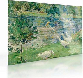 Sklenený obraz - Berthe Morisot, Girl in a Boat with Geese, reprodukcia (70x50 cm)
