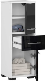 Kúpeľňová skrinka Fin biela/čierny lesk