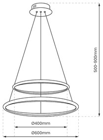 Závesné LED svietidlo Hoop, 2x LED 51w, 4000k, ch
