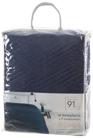 SADA PREHOZ NA POSTEĽ + OBLIEČKA NA VANKÚŠ BONI4 200X220 CM, 2 KS 40X40 CM TMAVOMODRÁ