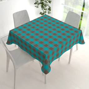 Biante Bavlnený štvorcový obrus Olivia OL-018 Tyrkysovo-hnedá kocka veľká 60x60 cm