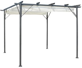 Pergola so zaťahovacou strechou krémovo-biela 3x3 m oceľová