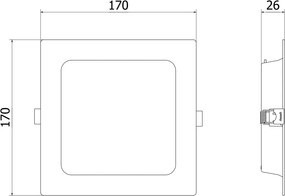 Mexen LDRR, LED stropné svietidlo na zapustenie 17 x 17 cm, 12W, neutrálna - 4000K, 1320 lm, čierna - L211-017-1240-70