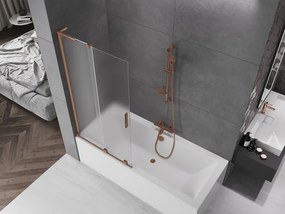 Mexen Velar L, 2-krídlová posuvná vaňová zástena 90 x 150 cm, 8mm sklo námraza, medená matná, 896-090-003-31-65