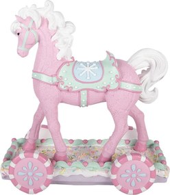 Vianočné dekorácie koník na kolieskach Pastel Christmas Chic - 35*16*38 cm