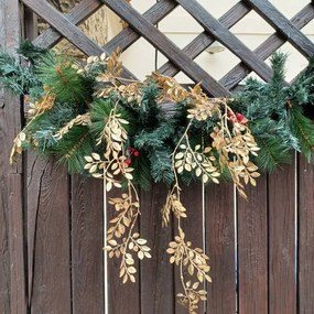 DECOLED 3D umelý vianočný veniec z borovicového ihličia, šišiek a bobúľ, 200 × 30 cm