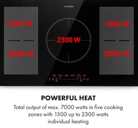 Klarstein Delicatessa 90 Flex, vstavaná indukčná varná doska, 7400 W, 5 zón, samostatná