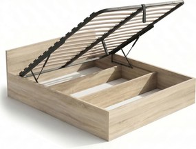 Dvoulůžková postel Trento 160x200 se zvedacím roštem dub Sonoma