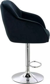 LuxuryForm DESIGN Barová stolička AVOLA VELUR na striebornom tanieri - čierna