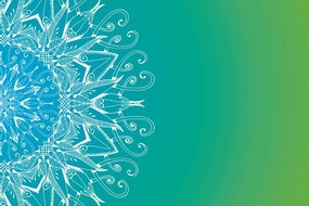 Tapeta biela Mandala na modrozelenom pozadí