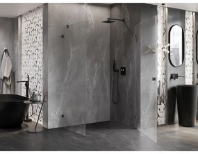 Mexen Lunar-B pravostranný výklopný sprchový kút 90 x 80 cm, číre sklo, grafitová, 832-090-080-95-00-P