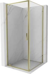 Mexen Exo, výklopný sprchový kút 80 x 80 cm, číre sklo, zlatá, 8181-080-080-50-00