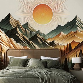 Tapeta horská krajina s vychádzajúcim slnkom