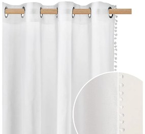 Room99 Záclona na krúžkoch MALIA SPIRIT Biela Pompony Veľkosť: 300 x 250 cm