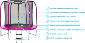 Marimex | Trampolína Marimex Standard 244 cm ružová + ochranná sieť + rebrík ZADARMO | 19000110