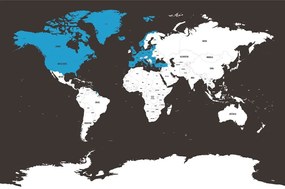 Tapeta zaujímavá mapa na čiernom pozadí s modrým detailom