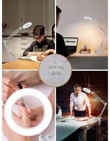 Brilagi - LED Stmievateľná stolná lampa s lupou LED/12W/5V 3000/4200/6000K biela