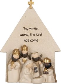 Christmas Decoration Figurine Nativity Scene 16x6x21 Cm Beige Plastic - 16*6*21 cm