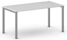 Rokovací kancelársky stôl PRIMO SQUARE, 160x80 cm, sivostrieborná podnož, biela