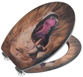 WC sedadlo s 3D obrázkom a jednoduchým zatváraním Wenko Lion, 44,5 x 38 cm