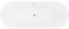 Mexen Lotos, voľne stojaca vaňa 160 x 75 cm, biela, prepad brúsený nikel, 52051607700-97