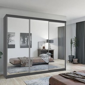 Skriňa Lux 250 Šedá + 3 x Zrkadlo