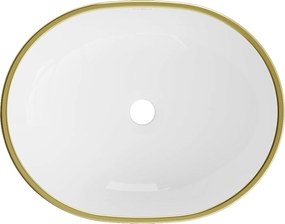 Mexen Viki, umývadlo na dosku 48x35x14 cm, biela-zlatý vzor, 21054805