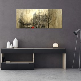 Obraz - Skica mestečka (120x50 cm)