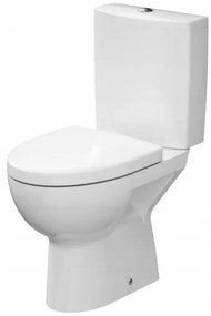 Cersanit Parva, kombi wc s horizontálnym odtokom, bočný prívod vody a splachovaním 3/6L + antibakteriálnym sedátkom z doruplastu s pomalým zatváraním, biela, K27-002
