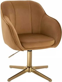 LuxuryForm DESIGN Stolička AVOLA VELUR na zlatom kríži - medová