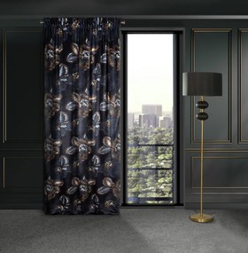 ZATEMŇOVACÍ ZÁVES NA PÁSKE LIMITED COLLECTION PEONIA2 140X270 CM ČIERNA