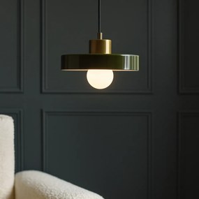 Retro závesná lampa zlatá so zeleným sklom - Jina