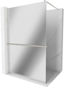 Mexen Kioto+, sprchová zástena Walk-In s poličkou a vešiakom 70 x 200 cm, 8mm sklo vzor zrkadlo, brúsená oceľ profil, 800-070-121-97-50