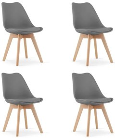 Set 4 stoličiek MARK sivé - hnedé nohy