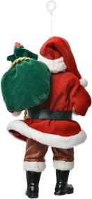Červená závesná vianočná dekorácia Santa Claus držiaca vrece - 10*6*17 cm