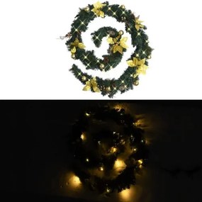 vidaXL Vianočná girlanda s LED svetielkami zelená 2,7 m PVC-