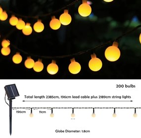 Brilagi - LED Solárny dekoratívny reťaz BUBBLE 200xLED/8 funkcií 20m IP65 teplá biela
