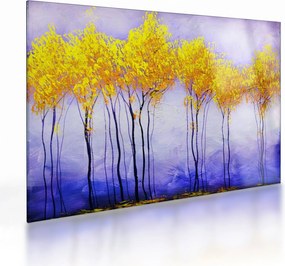 Sklenený obraz žltých stromov (70x50 cm)