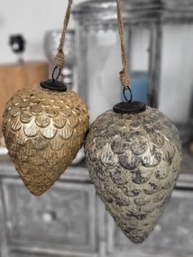 Zlatá vianočná ozdoba v tvare šišky - Ø 13 * 20 cm