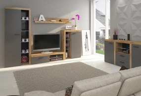 Obývacia stena RUMBA, 270x190x40, sivá/dub lefkas