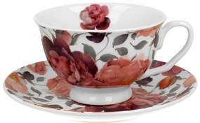Porcelánová šálka na nohe s podšálkou Royal Spring Roses White 250 ml
