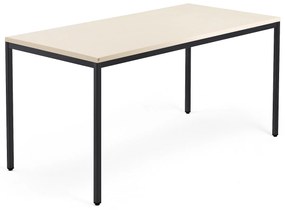 Rokovací stôl QBUS, 1600x800 mm, so 4 nohami, čierny rám, breza